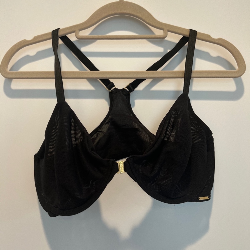 Le Mystere Racerback Bra, Black, Size 32DD/E